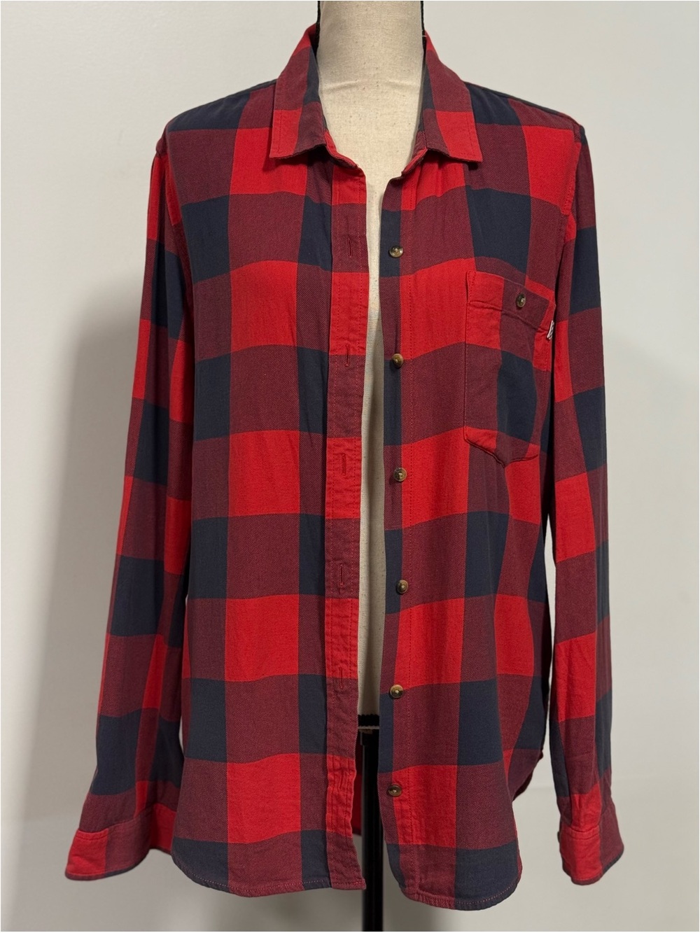 Van's Button Down Plaid Top Red & Blue Size XL
